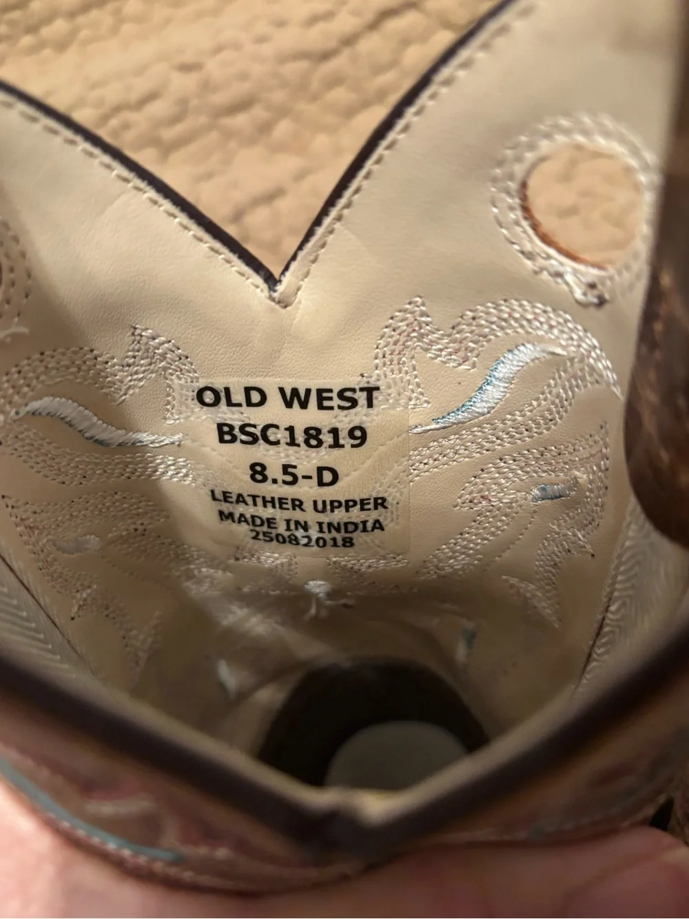 Old West BSC 1819 kids unisex Western Cowboy Boots w/ Blue Stitching 8.5